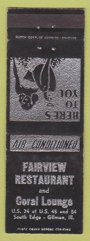 Matchbook Cover - Matchbook Cover Fairview Restaurant Gilman IL girlie