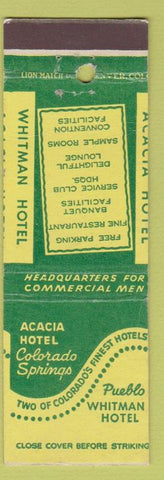 Matchbook Cover - Whitman Hotel Pueblo CO
