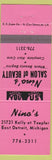 Matchbook Cover - Nino's Salon East Detroit MI