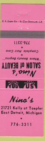 Matchbook Cover - Nino's Salon East Detroit MI