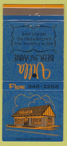 Matchbook Cover - Villa Beer and Wine Gaithersburg MD 30 Strike