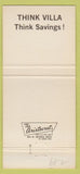 Matchbook Cover - Villa Beer and Wine Gaithersburg MD 30 Strike