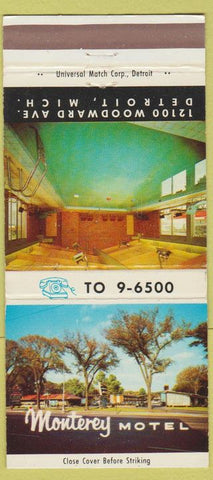 Matchbook Cover - Monterey Motel Detroit MI 30 Strike