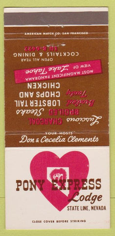Matchbook Cover - Pony Express Lodge State Line NV 30 Strike