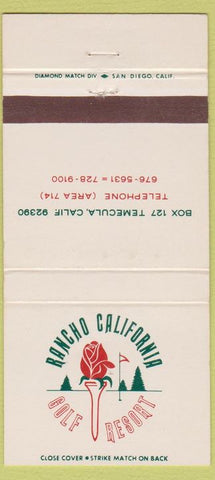 Matchbook Cover - Rancho California Golf Resort Temecula CA 30 Strike