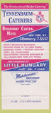 Matchbook Cover - Tennenbaum Caterers New York City 30 Strike