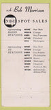 Matchbook Cover - NBC Radio Commercial Sales Bob Morrison 30 Strike