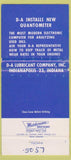 Matchbook Cover - DA Lubrication Equipment Quantometer Indianapolis IN 30 Strike
