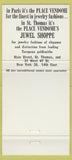 Matchbook Cover - Place Vendome St Thomas Virgin Islands Jewelery 30 Strike