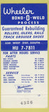 Matchbook Cover - Wheeler Machinery Caterpillar Salt Lake City UT WEAR 30 Strike