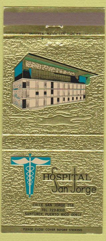 Matchbook Cover - San Jorge Hospital Santurce Puerto Rico 30 Strike