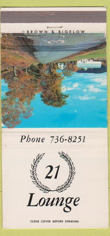Matchbook Cover - 21 Lounge West Springfield MA 30 Strike