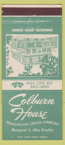 Matchbook Cover - Colburn House Manchester Center VT 30 Strike