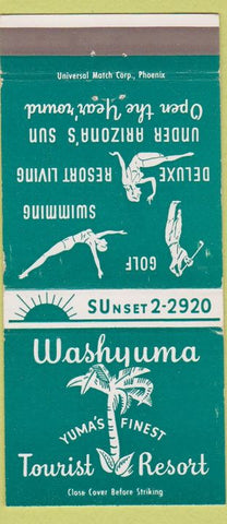 Matchbook Cover - Washyuma Tourist Resort Yuma AZ 30 Strike