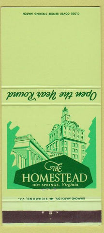 Matchbook Cover - The Homestead Hot Springs VA 30 Strike