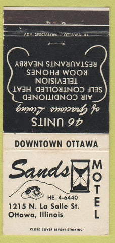 Matchbook Cover - Sands Motel Ottawa IL 30 Strike