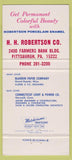Matchbook Cover - Roberson Porcelain Enamel Pittsburgh PA 30 Strike