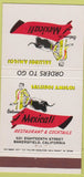 Matchbook Cover - Mexicali Restaurant Bakersfield CA 30 Strike