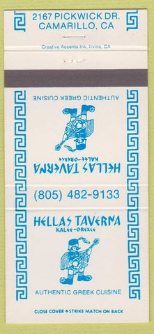 Matchbook Cover - Hellas Tavern Greek Camarillo CA 30 Strike