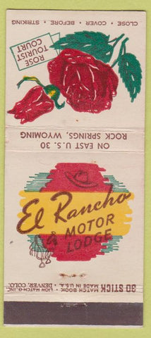 Matchbook Cover - El Rancho Motor Lodge Rock Springs WY 30 Stick