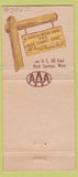 Matchbook Cover - El Rancho Motor Lodge Rock Springs WY 30 Stick
