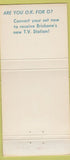 Matchbook Cover - TVQ TV Brisbane Queensland Australia 30 Strike