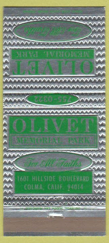 Matchbook Cover - Olivet Memorial Funeral Home Colma CA 30 Strike