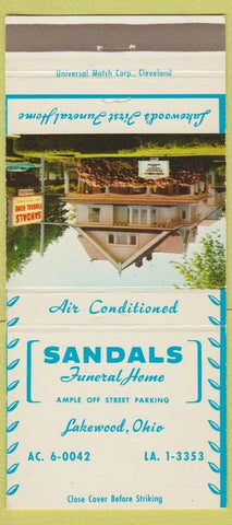 Matchbook Cover - Sandals Funeral Home Lakewood OH 30 Strike