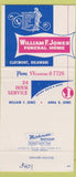 Matchbook Cover - Wiliam F Jones Funeral Home Claymont DE 30 Strike