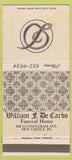 Matchbook Cover - William De Carbo Funeral Home New Castle PA white 30 Strike