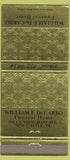 Matchbook Cover - William De Carbo Funeral Home New Castle PA gold 30 Strike