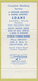 Matchbook Cover - Stock Yard Bank Louisville KY 30 Strike