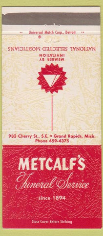 Matchbook Cover - Metcalf's Funeral Home Grand Rapids MI 30 Strike