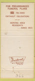 Matchbook Cover - Church Archer Funeral Home Liberty MO WEAR 30 Strike