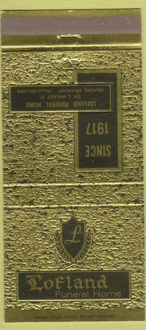 Matchbook Cover - Lofland Funeral Home Milford DE 30 Strike