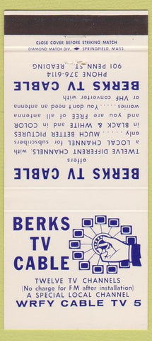 Matchbook Cover - Berks TV Cable Channel 5 Reading PA 30 Strike
