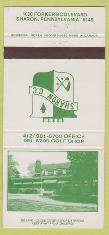 Matchbook Cover - Sharon PA Country Club 30 Strike