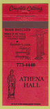 Matchbook Cover - Athena Hall Roseville MI 30 Strike