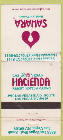 Matchbook Cover - Sahara Hotel Casino Las Vegas NV WEAR 30 Strike