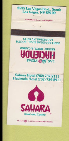 Matchbook Cover - Sahara Hotel Casino Las Vegas NV 30 Strike