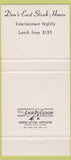 Matchbook Cover - Don's East Steak House New York City 30 Strike