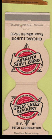 Matchbook Cover - Great Lakes Refinery Chicago IL Contour