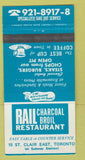 Matchbook Cover - Rail Restaurant Toronto ON 30 Strike