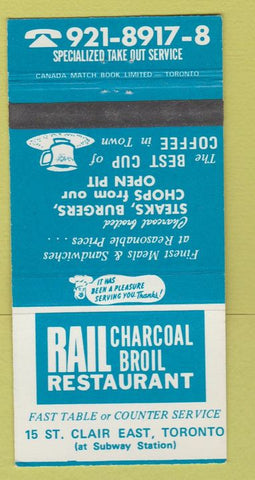 Matchbook Cover - Rail Restaurant Toronto ON 30 Strike
