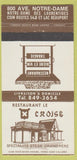 Matchbook Cover - Restaurant Le Croise Lac Beauport QC 30 Strike