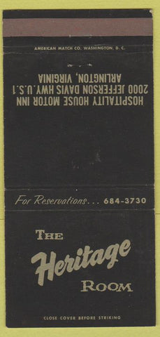 Matchbook Cover - Heritage Room Arlington VA 30 Strike