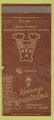 Matchbook Cover - Kenney's Americana Restaurant Lynchburg VA 30 Strike