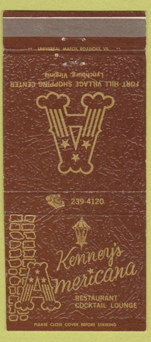 Matchbook Cover - Kenney's Americana Restaurant Lynchburg VA 30 Strike