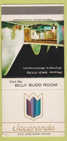 Matchbook Cover - Jacaranda Olympic WA Billy Budd Room SAMPLE 30 Strike