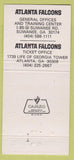 Matchbook Cover - Atlanta Falcons Tickets Suwanee GA 30 Strike